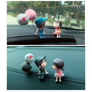 4PCS Cute Cartoon Couples Car Decoration Accessories Romantic Figurines Decor